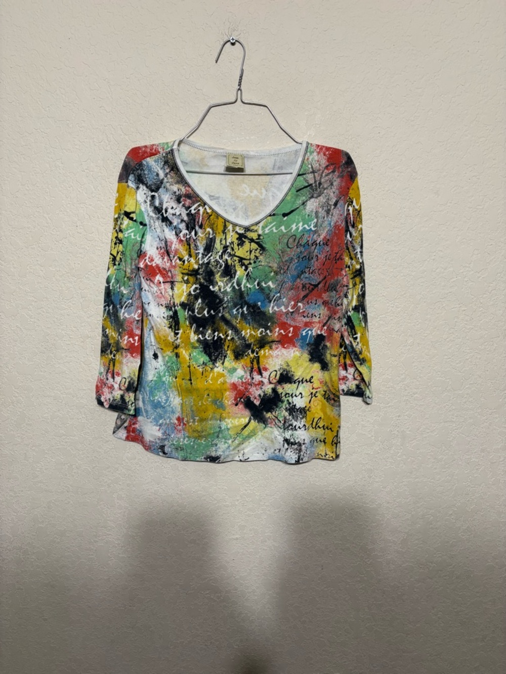 Jess & Jane Multicolor V-Neck Art-Print Blouse poetic
